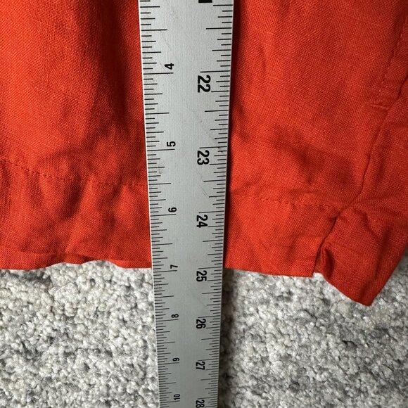 Eileen Fisher Shirt Womens XS Orange Organic Linen Boxy 3/4 Sleeve Pullover - Picture 2 of 6